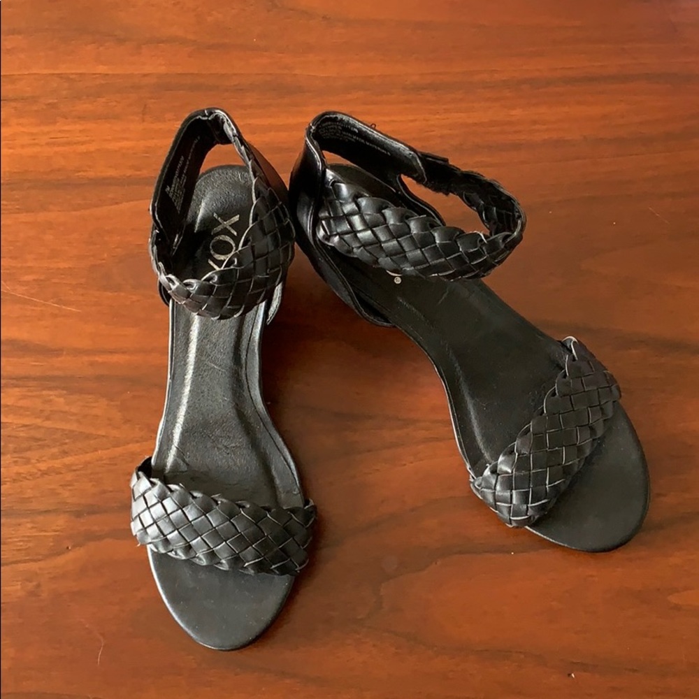 Black wedge sandals